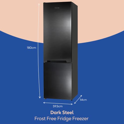 Russell Hobbs 279L Frost Free Fridge Freezer, Dark Steel
