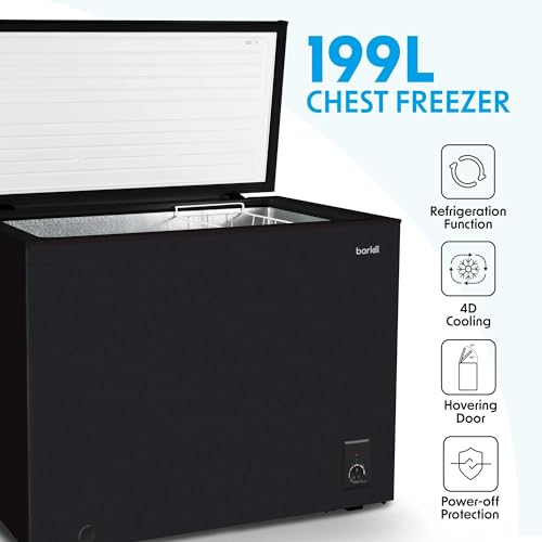 Baridi 199L Capacity Chest Freezer for Garages, Black