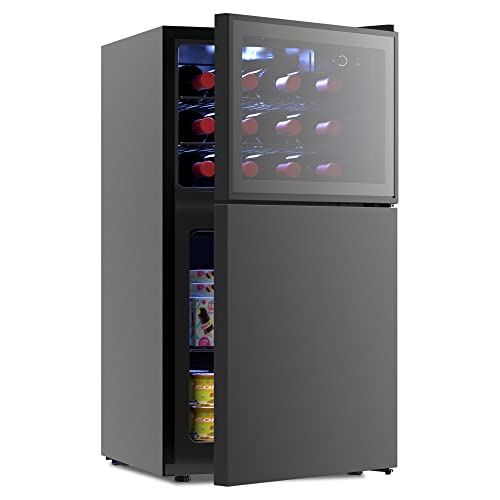 WATOOR Dual Zone Beverage Wine Cooler with Reversible Door