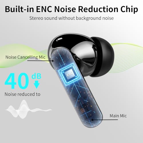 Bluetooth Headphones with 4 Mics and Touch Control