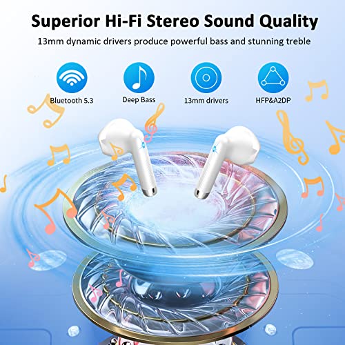 Wireless Bluetooth Earbuds with Noise Cancellation and Mic
