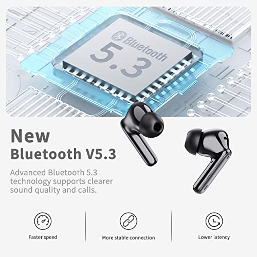 Bluetooth 5.3 Hi-Fi Stereo Waterproof Earbuds - Black