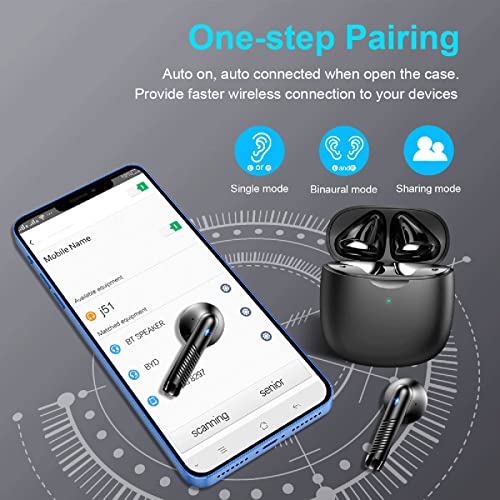 Bluetooth 5.3 Wireless Earbuds with Microphone - Black