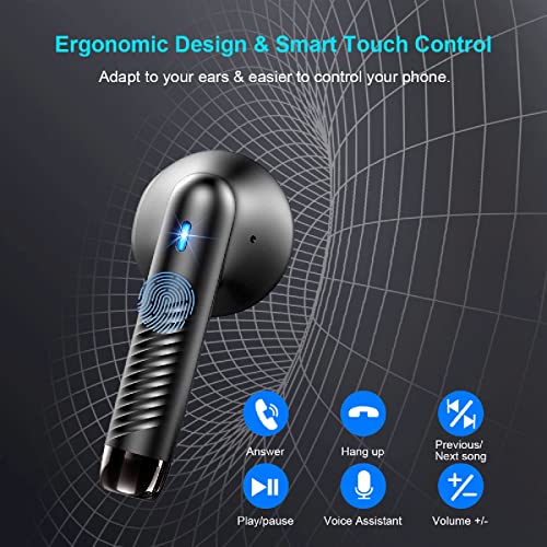 Bluetooth 5.3 Wireless Earbuds with Microphone - Black