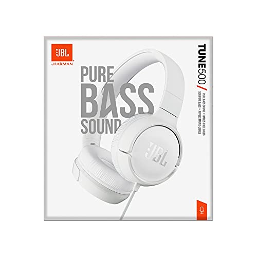 JBL Tune 500 Wired On-Ear Headphones - White