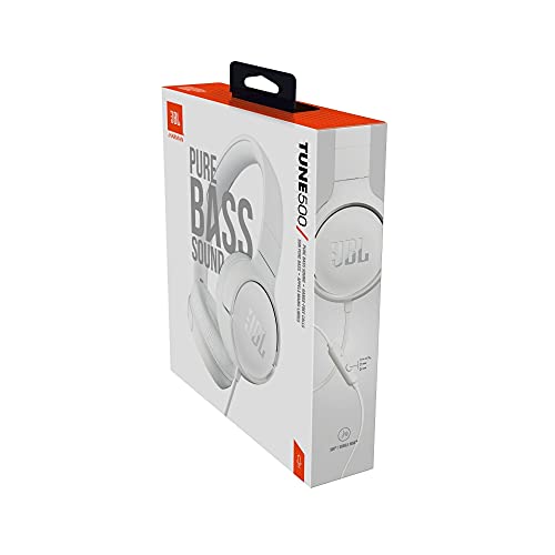 JBL Tune 500 Wired On-Ear Headphones - White