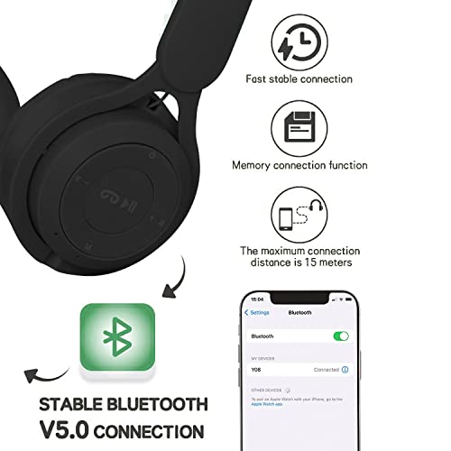 YHO Bluetooth Over-Ear Headphones, 30H Playtime, Foldable
