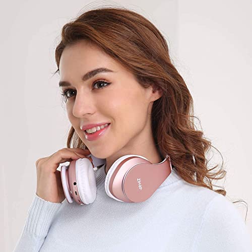 ZIHNIC Foldable Bluetooth Over-Ear Headphones - Rose