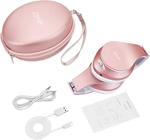 ZIHNIC Foldable Bluetooth Over-Ear Headphones - Rose