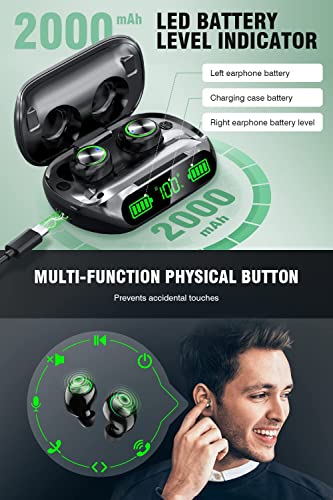 Wireless Bluetooth Earbuds with LED Power Display