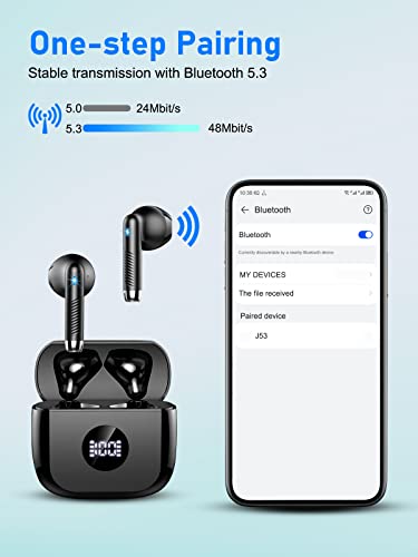 Bluetooth 5.3 Noise-Cancelling Stereo Headphones with Mic
