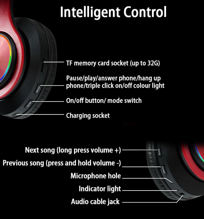 Wireless Over-Ear Headphones with Microphone and HiFi Sound
