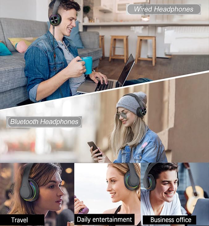 Wireless Over-Ear Headphones with Microphone and HiFi Sound