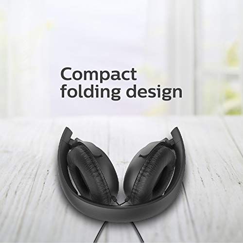 Philips UH201BK On-Ear Foldable Headphones with Mic
