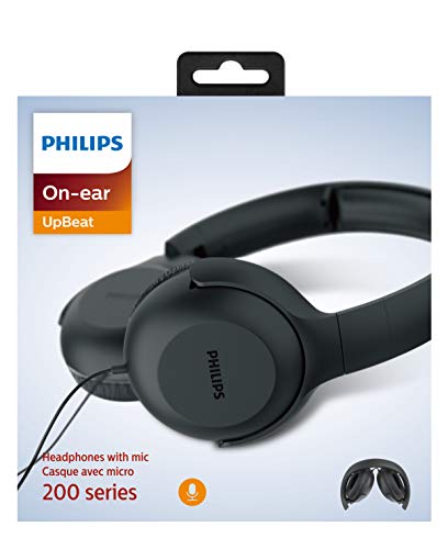 Philips UH201BK On-Ear Foldable Headphones with Mic