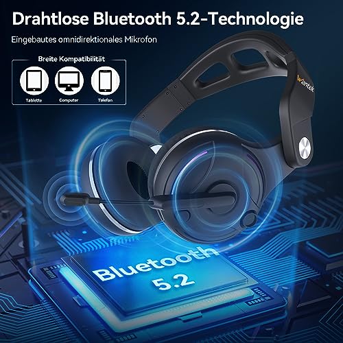 Wantek Wireless Bluetooth Over-Ear Headphones - Black