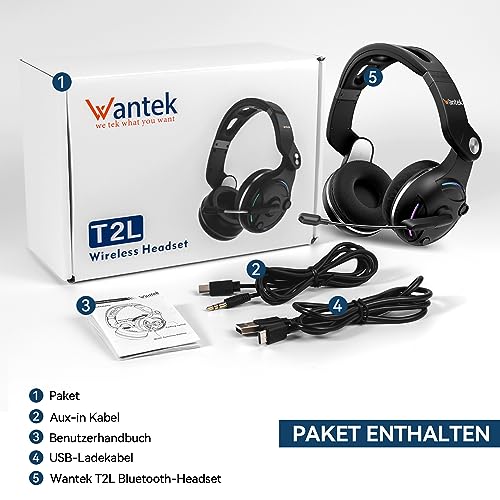 Wantek Wireless Bluetooth Over-Ear Headphones - Black