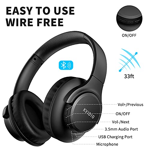 KVIDIO Wireless Bluetooth Headphones with Deep Bass