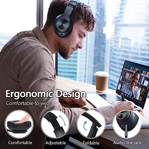 TFUFR Wireless Over-Ear Bluetooth Headphones with Mic