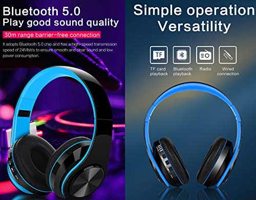Foldable Over-Ear Wireless Bluetooth Headphones with Hi-Fi Audio