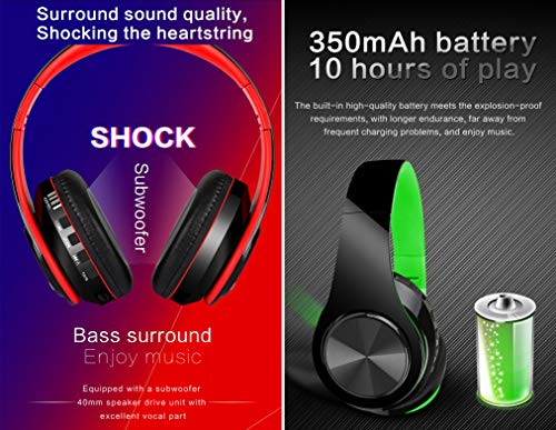 Foldable Over-Ear Wireless Bluetooth Headphones with Hi-Fi Audio