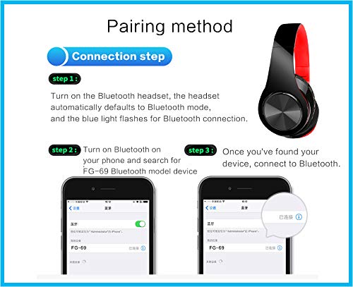 Foldable Over-Ear Wireless Bluetooth Headphones with Hi-Fi Audio