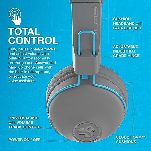 JLab Audio Studio Wireless On-Ear Headphones - Gray/Blue