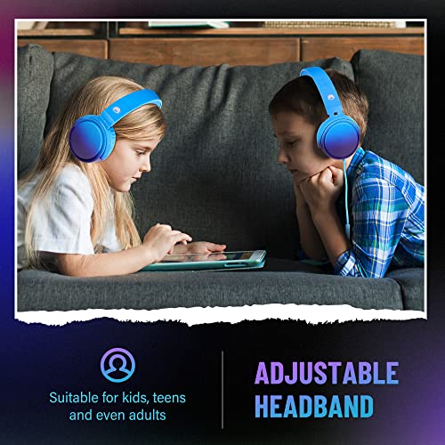 Rockpapa Foldable Kids Headphones with Mic - Blue