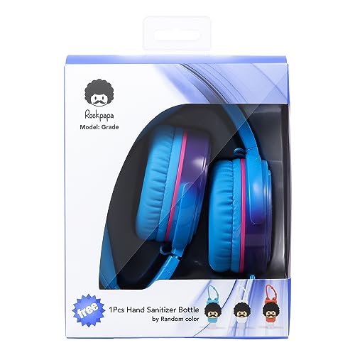 Rockpapa Foldable Kids Headphones with Mic - Blue