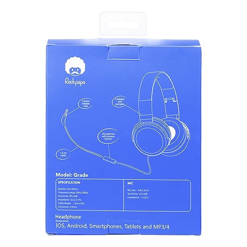 Rockpapa Foldable Kids Headphones with Mic - Blue