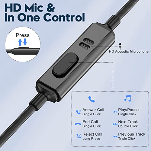 Wired In-Ear Headphones with Microphone and Deep Bass