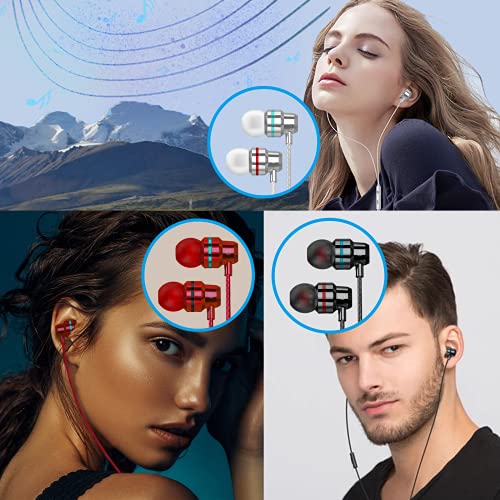 3-Pack Wired Earbuds with Mic & Deep Bass