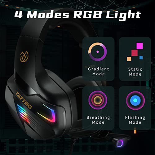 Tatybo Gaming Headset with Mic and Soft Earmuffs
