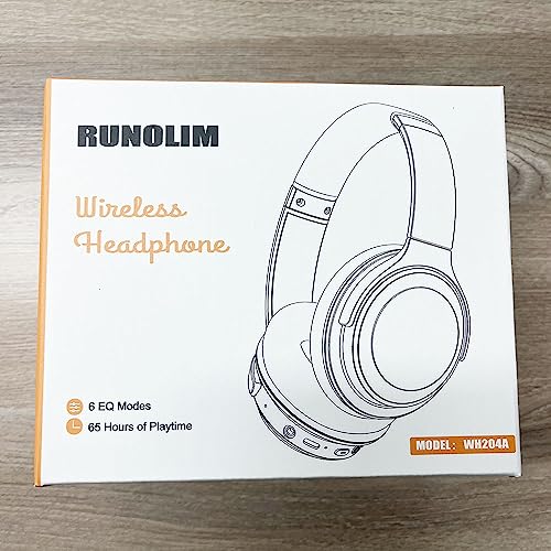 RUNOLIM Wireless Over-Ear Headphones with 65-hour Battery