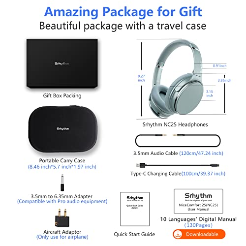 Srhythm NC25 Bluetooth Noise Cancelling Over Ear Headphones