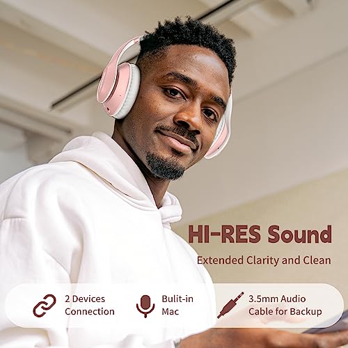 Glynzak Wireless Over-Ear Bluetooth Headphones - Rose Gold