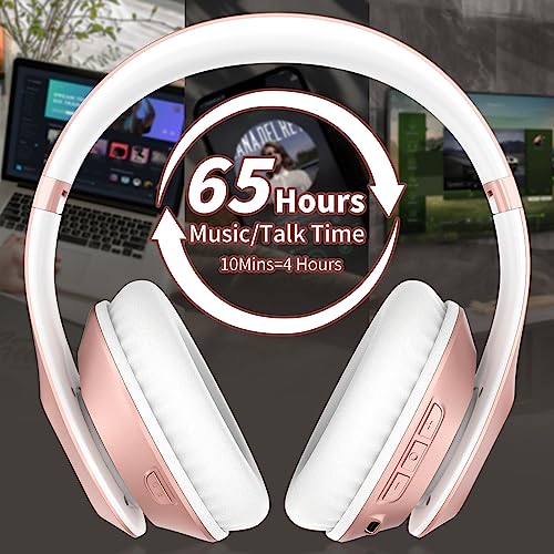 Glynzak Wireless Over-Ear Bluetooth Headphones - Rose Gold