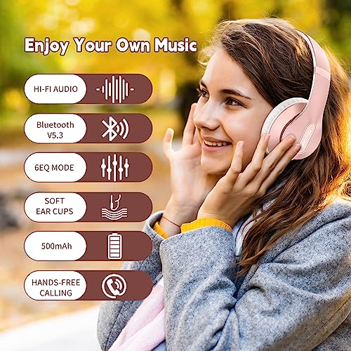 Glynzak Wireless Over-Ear Bluetooth Headphones - Rose Gold