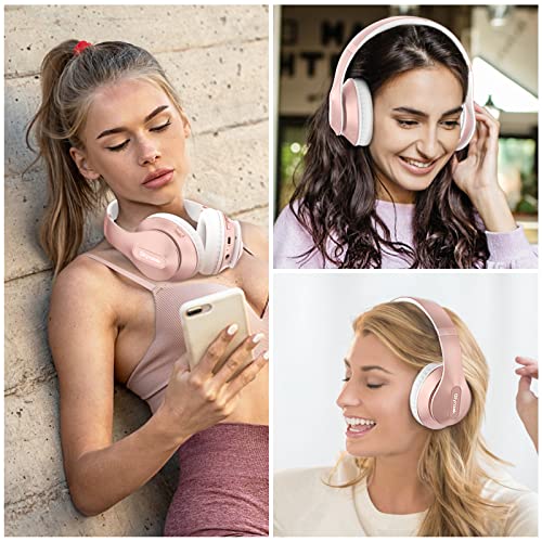 Glynzak Wireless Over-Ear Bluetooth Headphones - Rose Gold