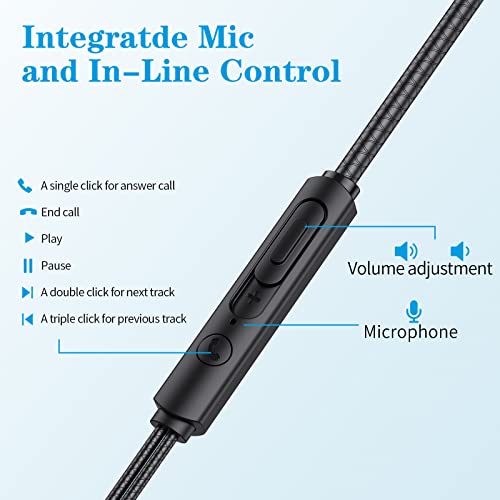Wired In-Ear Headphones with Microphone and Bass