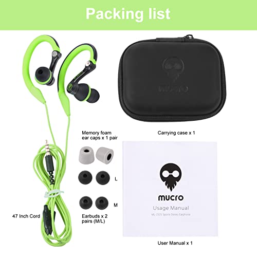 Mucro Sweatproof Sports Earbuds with Microphone