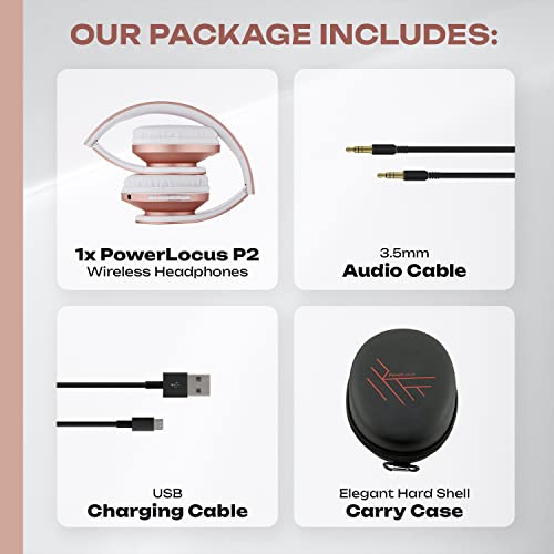 PowerLocus Bluetooth Over-Ear Headphones - Rose Gold