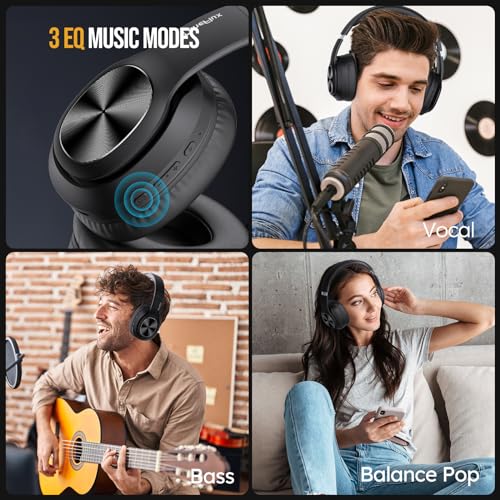 TuneFlux Wireless Bluetooth Over-Ear Headphones, 80H Playtime