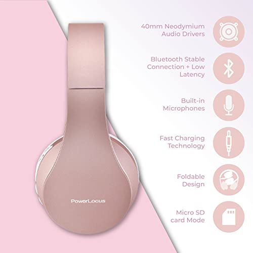 PowerLocus Wireless Over-Ear Headphones with Microphone