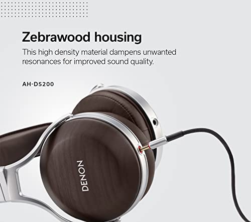 Denon AHD5200EM Premium Over-Ear Headphones in Zebrawood