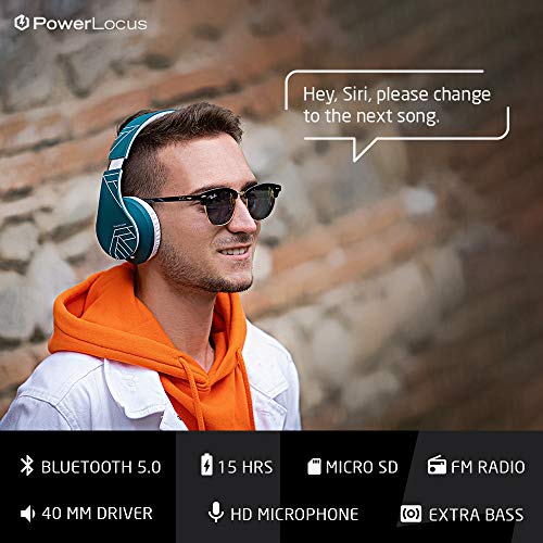 PowerLocus Bluetooth Over-Ear Wireless Headphones (Blue)