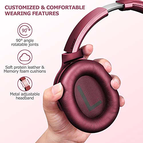 ZIHNIC Noise-Cancelling Wireless Bluetooth Headphones (Red)