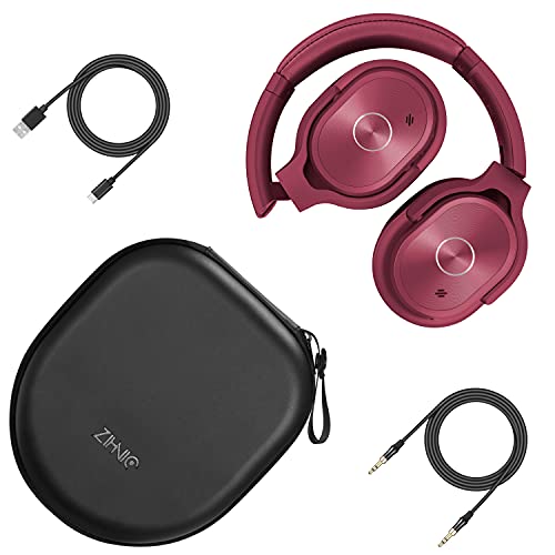 ZIHNIC Noise-Cancelling Wireless Bluetooth Headphones (Red)