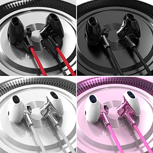 4-Pack Wired Earbuds with Microphone and Bass