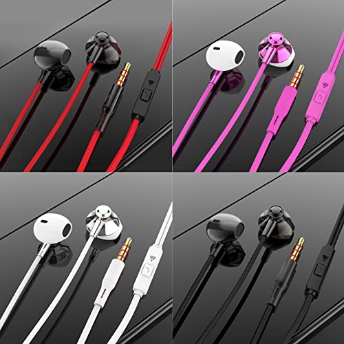 4-Pack Wired Earbuds with Microphone and Bass